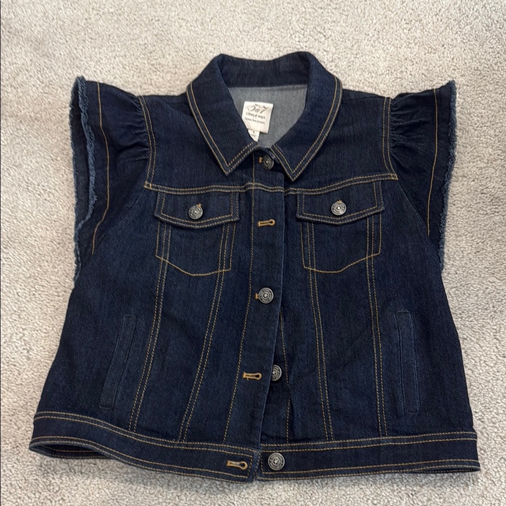 Cinq a Sept Blue Jean Jacket Sleeveless Cropped